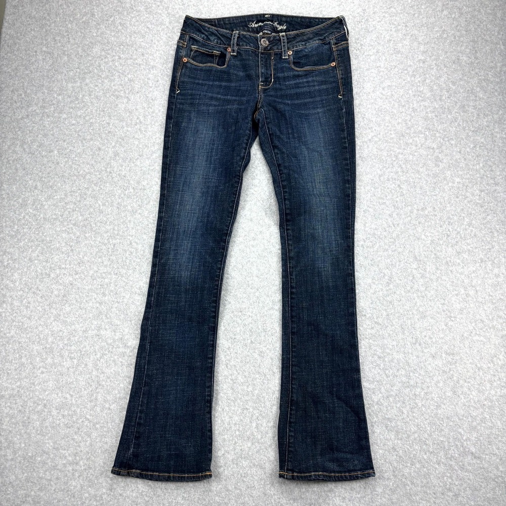 American Eagle Jeans Womens 8 Blue Denim Stretch Dark Wash Skinny Kick 5 Pocket